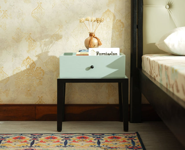 Croatia Solid Wood One Drawer Bedside Table Silt Green