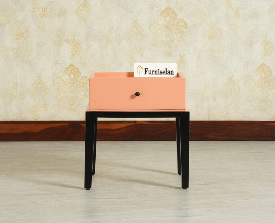 Croatia Solid Wood One Drawer Bedside Table Coral Peach