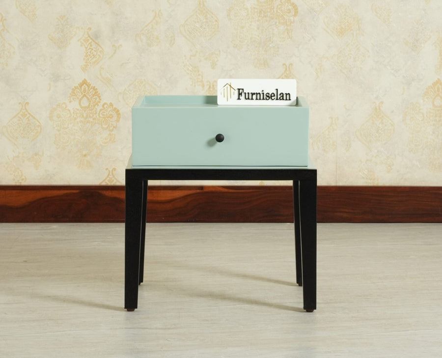 Croatia Solid Wood One Drawer Bedside Table Silt Green