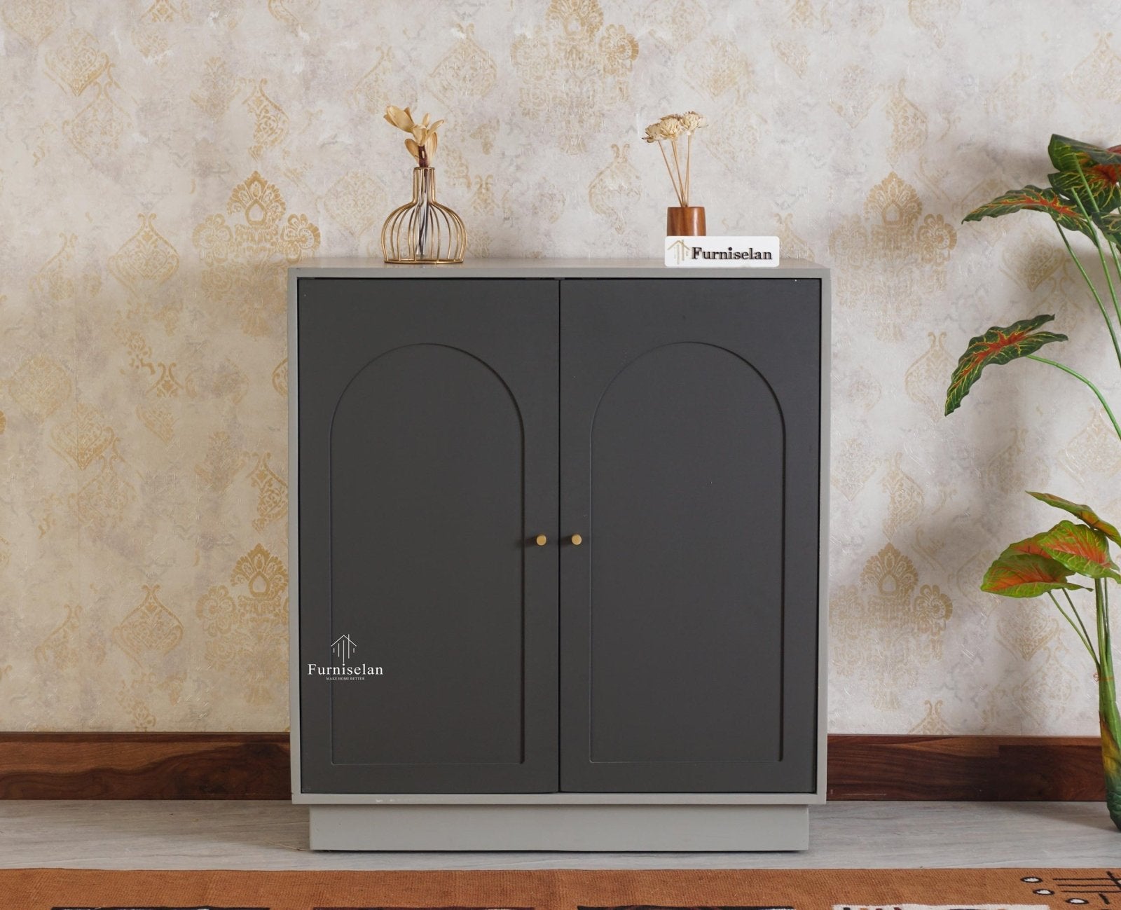 Cuffe Parade Two Door Multipurpose Wooden Sideboard Cabinet - Sideboard - Furniselan - Slate-Grey