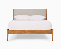 Cusco upholstered headboard Wooden King Size Bed Furniselan Natural Oak