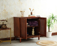 Cyprus Solid Wood Two Door Sideboard Furniselan brown finish