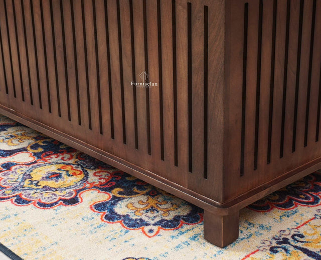 Deccan Slatted Trunk Box Storage Coffee Table - Coffee Table - Furniselan - Grey Finish