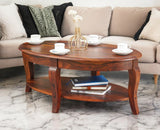 Denmark Sheesham Wood Oval Coffee Table Furniselan - Maple-Finish