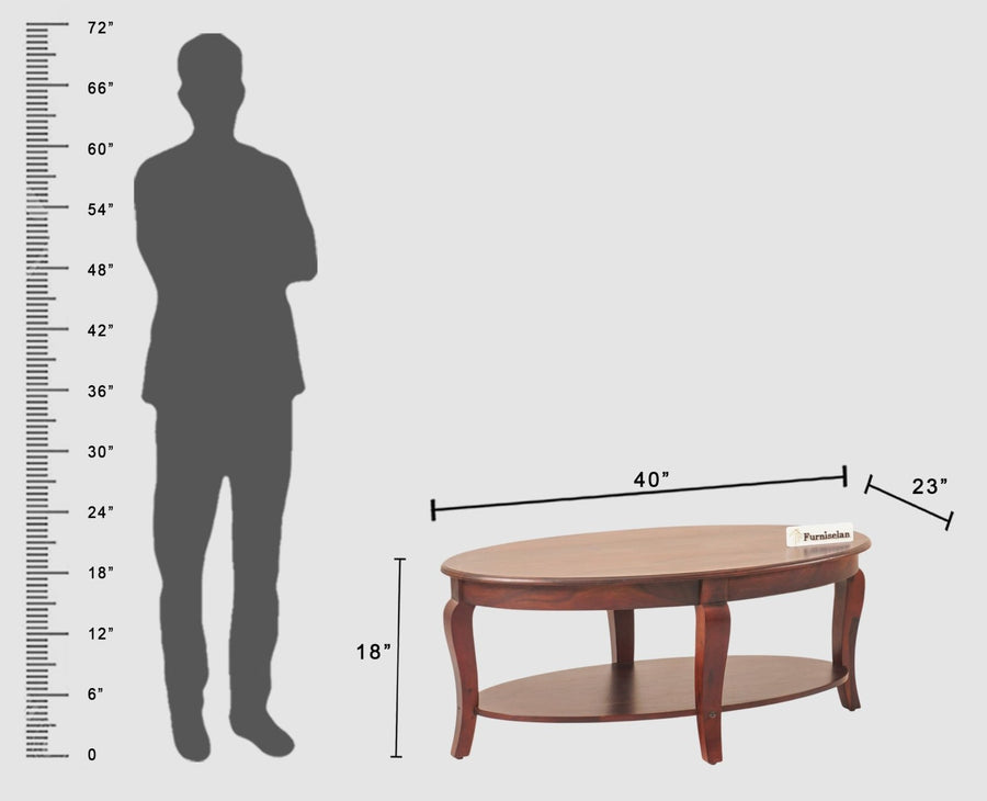 Denmark Sheesham Wood Oval Coffee Table - Coffee Table - Furniselan - Rosewood-Finish
