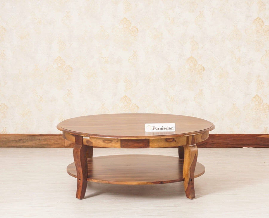Denmark Sheesham Wood Round Coffee Table - Coffee Table - Furniselan - Teak-Finish