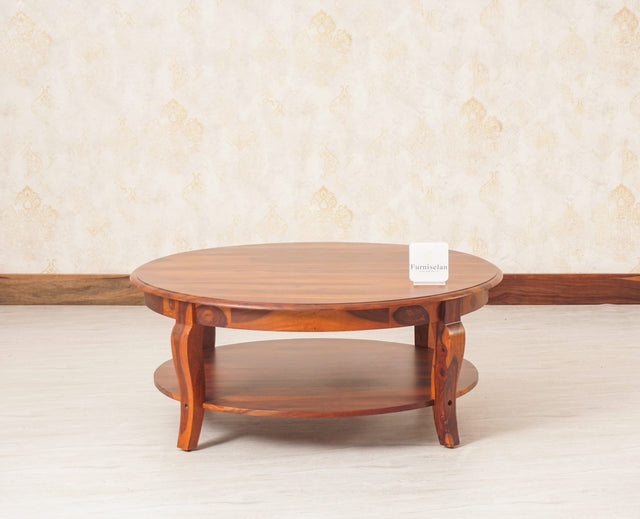 Denmark Sheesham Wood Round Coffee Table - Coffee Table - Furniselan - Maple-Finish