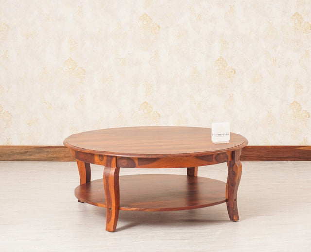 Denmark Sheesham Wood Round Coffee Table - Coffee Table - Furniselan - Maple-Finish