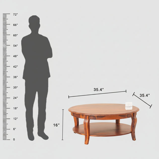 Denmark Sheesham Wood Round Coffee Table - Coffee Table - Furniselan - Maple-Finish