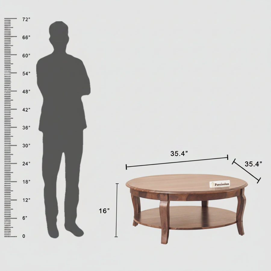 Denmark Sheesham Wood Round Coffee Table Furniselan - Grey-Finish