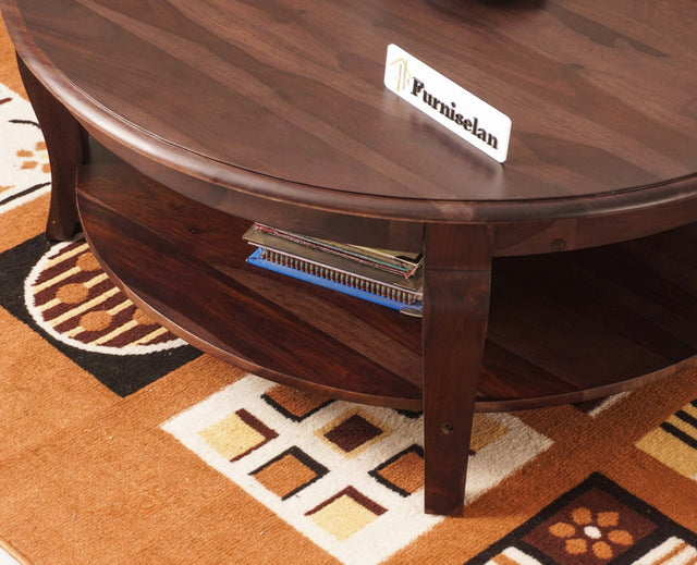 Denmark Sheesham Wood Round Coffee Table Furniselan - Grey-Finish