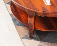 Denmark Sheesham Wood Round Coffee Table - Coffee Table - Furniselan - Maple-Finish
