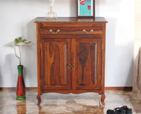 Denmark Sheesham Wood Shoe Rack Furniselan - Maple-Finish