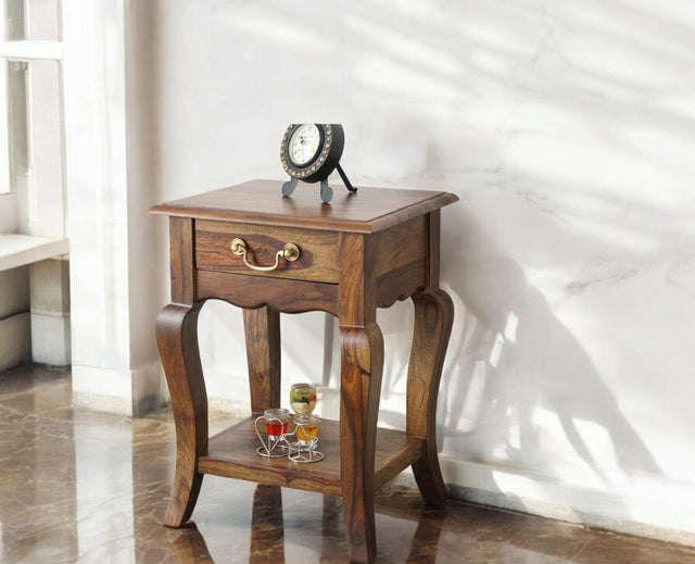 Denmark Solid Wood Bedside Table - Bedside Table - Furniselan - Teak-Finish