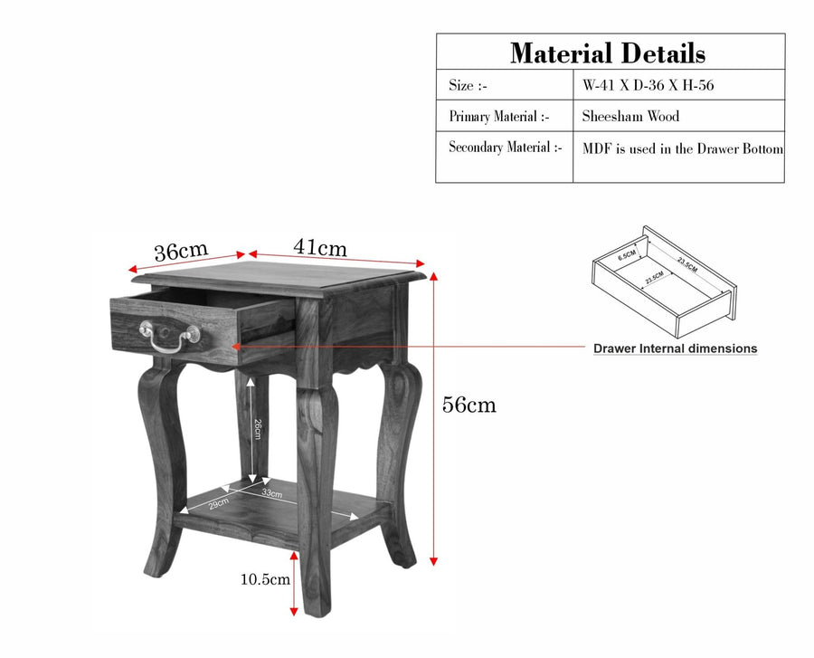Denmark Solid Wood Bedside Table - Bedside Table - Furniselan