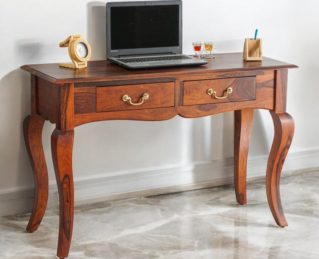 Denmark Two Drawer Study and Laptop Table - Study Table - Furniselan - Maple-Finish
