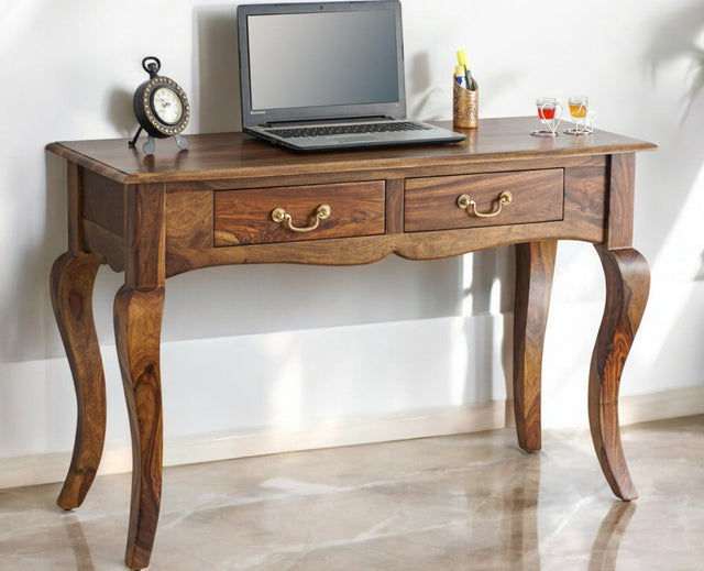 Denmark Two Drawer Study and Laptop Table - Study Table - Furniselan - Teak-Finish