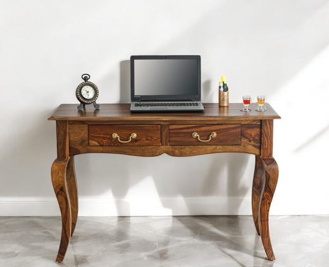 Denmark Two Drawer Study and Laptop Table - Study Table - Furniselan - Teak-Finish