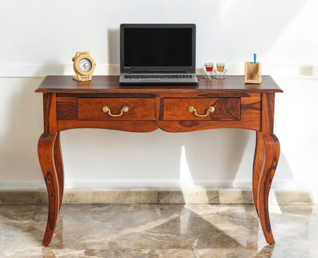 Denmark Two Drawer Study and Laptop Table - Study Table - Furniselan - Maple-Finish
