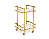 Dorian Stainless Steel Trolley with Marble, Aluminium - White Marble