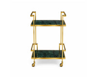 Dorian Stainless Steel Trolley with Marble, Aluminium - Green Marble