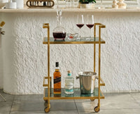 Dorian Stainless Steel Trolley with Marble, Aluminium - Green Marble