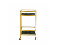 Dorian Stainless Steel Trolley with Marble, Aluminium - Green Marble