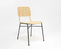 Dosly Rattan Pulut Iron Chair  – Modern Upholstered Dining Chair for Home & Café Light Tan