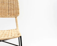 Dosly Rattan Pulut Iron Chair  – Modern Upholstered Dining Chair for Home & Café Light Tan