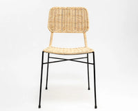 Dosly Rattan Pulut Iron Chair  – Modern Upholstered Dining Chair for Home & Café Light Tan