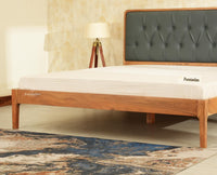 Dubai Luxury Wooden King Bed with Upholstered Headboard Natural Finish