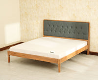 Dubai Luxury Wooden King Bed with Upholstered Headboard Natural Finish