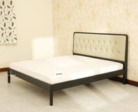 Dubai Luxury Wooden King Bed with Upholstered Headboard Black Finish