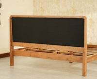 Dubai Luxury Wooden King Bed with Upholstered Headboard Natural Finish