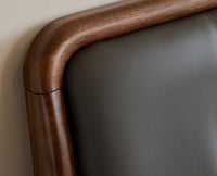 Dubai Luxury Wooden King Bed with Upholstered Headboard Furniselan Teak Finish