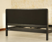 Dubai Luxury Wooden King Bed with Upholstered Headboard Black Finish