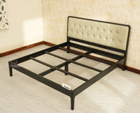 Dubai Luxury Wooden King Bed with Upholstered Headboard Black Finish