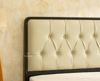 Dubai Luxury Wooden King Bed with Upholstered Headboard Black Finish