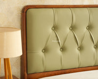 Dubai Luxury Wooden King Bed with Upholstered Headboard Teak Finish