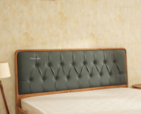 Dubai Luxury Wooden King Bed with Upholstered Headboard Natural Finish