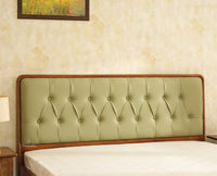 Dubai Luxury Wooden Queen Bed with Upholstered Headboard Teak Finish