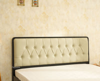 Dubai Luxury Wooden Queen Bed with Upholstered Headboard Black Finish