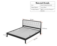 Dubai Luxury Wooden Queen Bed with Upholstered Headboard Teak Finish