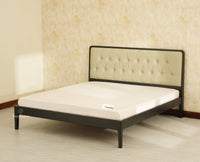 Dubai Luxury Wooden Queen Bed with Upholstered Headboard Black Finish