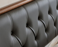 Dubai Luxury Wooden Queen Bed with Upholstered Headboard Furniselan Teak Finish