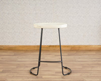 Dublin Solid Wood Kitchen Stool Bar Stool in Milky White Furniselan - Milky-White