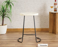 Dublin Solid Wood Kitchen Stool Bar Stool in Milky White Furniselan - Milky-White