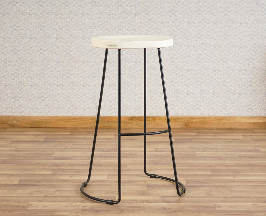 Dublin Solid Wood Kitchen Stool Bar Stool  Kitchen Stool Furniselan - Frosty White