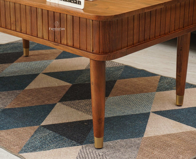 Eiffel Solid Wood Coffee Table - Coffee Table - Furniselan - Brown Finish
