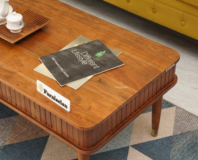 Eiffel Solid Wood Coffee Table - Coffee Table - Furniselan - Brown Finish